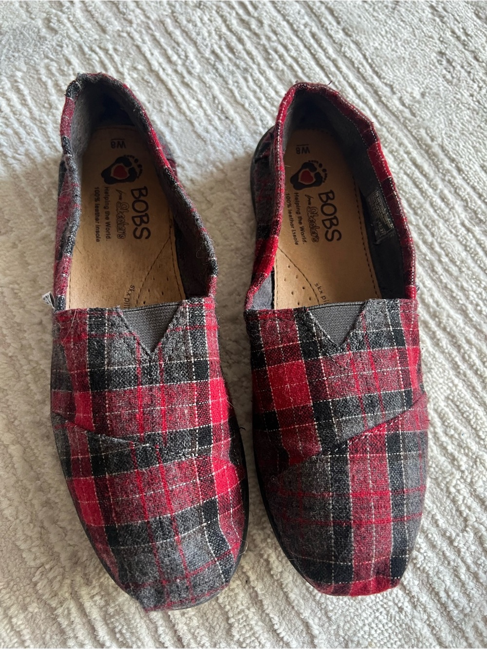 BOBS Plaid Slip-On Shoes in Red and Black